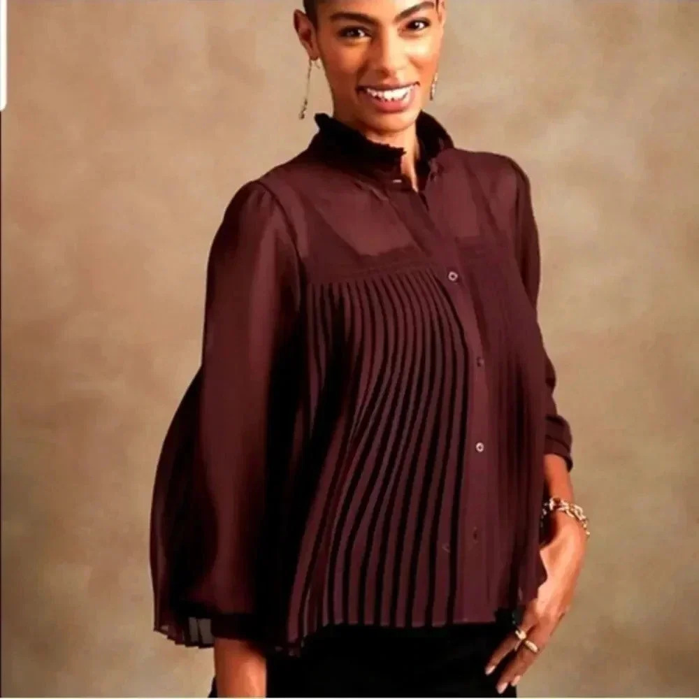Banana Republic Chiffon Pleated Blouse